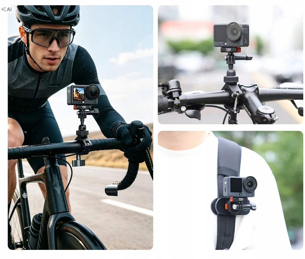 null Veiksmo kameros tvirtinimo adapteris - VRIG AC-84S, skirtas DJI Osmo Action 3, 4, 5, 6, Nano