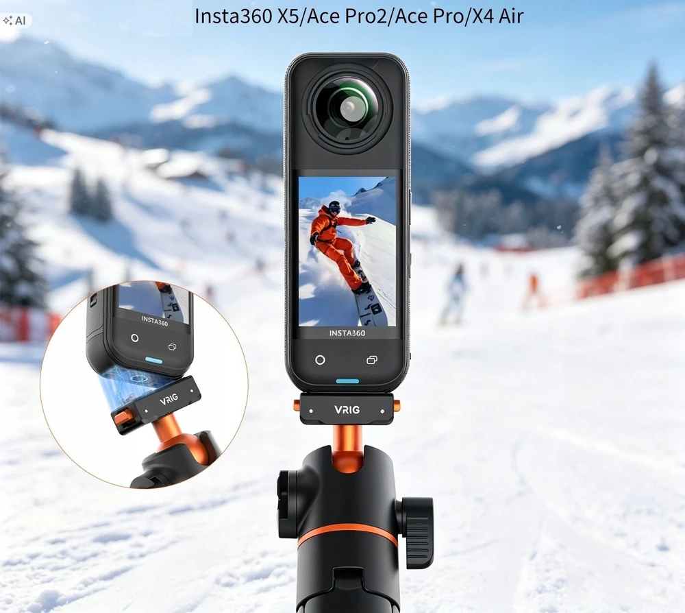 VRIG selfijo lazdelė Selfie Stick Kijek Grip 3in1 magnetinis Insta360 X5 X4 Air Ace Pro 2 / Ac-104 / Sku: A0324 (SB12047)
