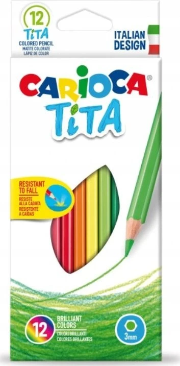 Spalvoti pieštukai CARIOCA TITA, tribriauniai, 12 spalvų