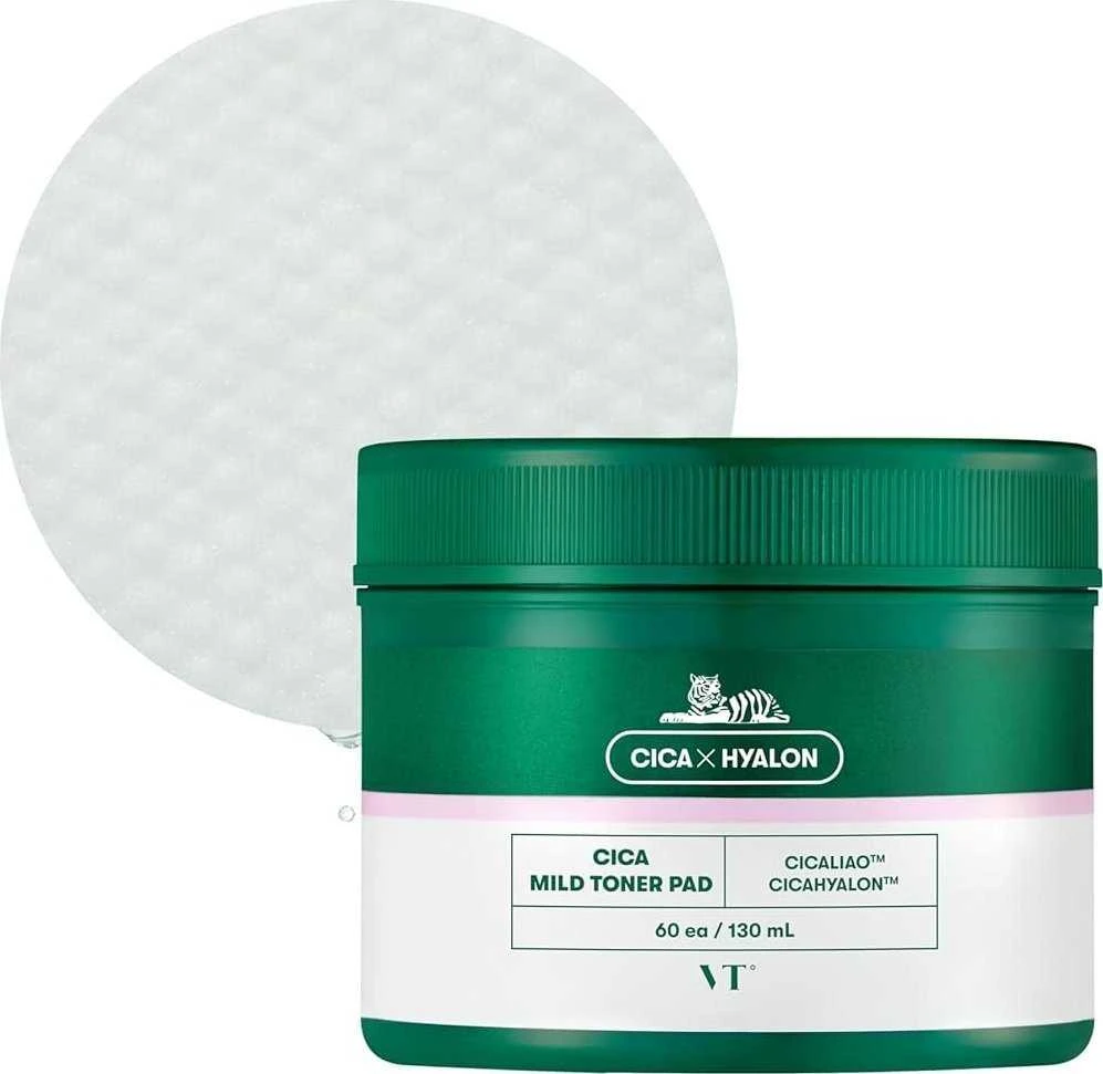 VT Cosmetics Cica Mild Toner Pad Raminantys toniko padeliai veidui, 60 vnt