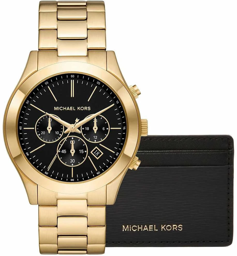 Vyriškas laikrodis + Kortelių dėklas MICHAEL KORS MK1076SET + Dėžutė