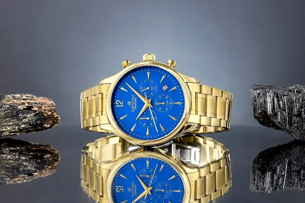 Vyriškas laikrodis Giewont Chronograph Safyras Auksas Mėlynas GW6310-B5