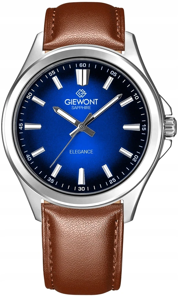 Giewont Elegance Safyrinis Rudas Mėlynas Vyriškas Laikrodis GW5160-A4
