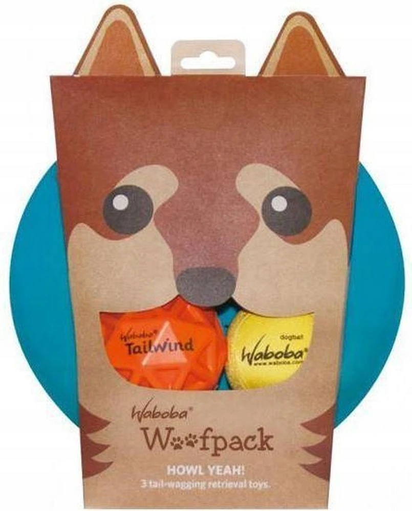 Waboba Woofpack šunų rinkinys 2 kamuoliukai 1 skraidanti skraidyklė