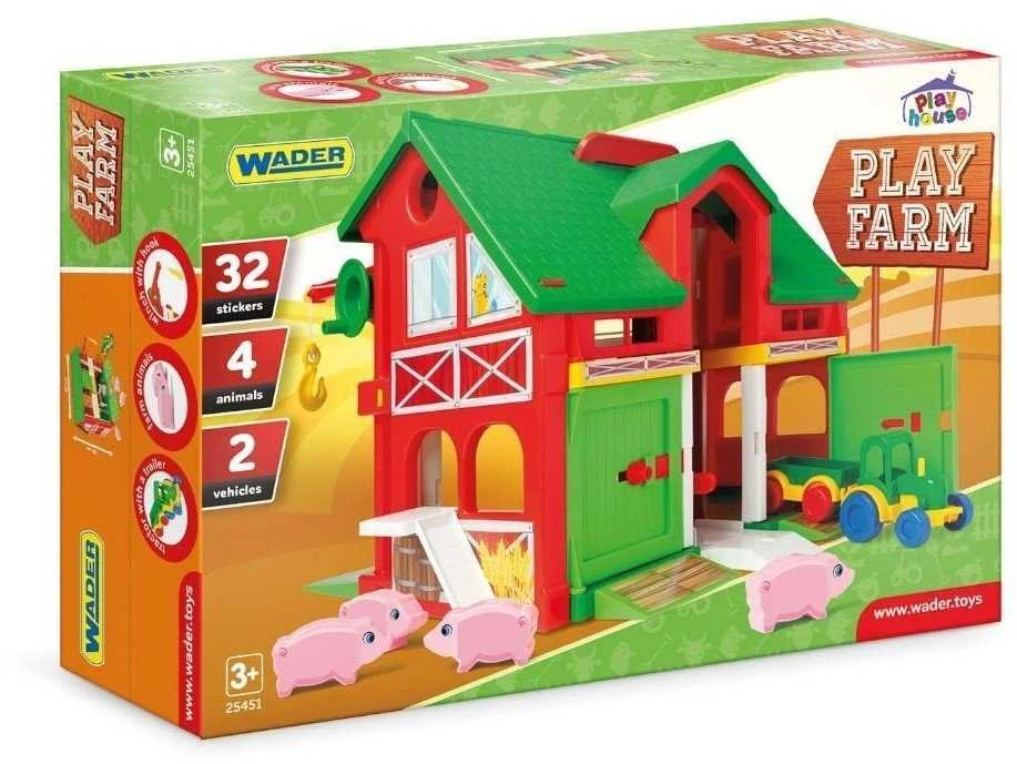 Wader Play House dviejų aukštų ferma su traktoriumi ir gyvūnais, nuo 3 metų