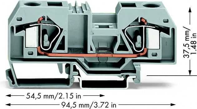 Wago 283-901 2 laidų šynų jungtis 16 mm² pilka 283-901