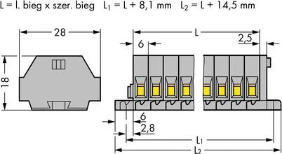 Wago 261-106 gnybtų bloko techninė schema
