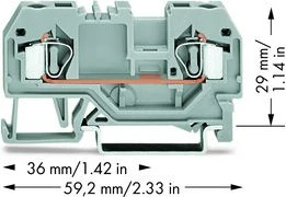 Wago 281-901 2 laidų šynų jungtis 4 mm2 pilka 281-901