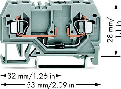 Wago 280-915/281-410 2 laidų šynų gnybtas su diodu 1N4007 2,5 mm2 pilkas 280-915/281-410