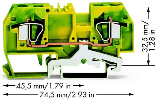 Wago 282-907 jungties techninis pjūvis su išmatavimais