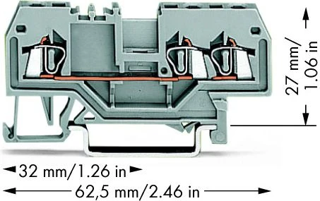 Wago 279-681 3 laidų šynų jungtis 1,5 mm2 pilka 279-681