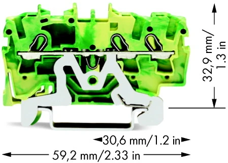 „Wago“ JUNGTIS 3 LAIDŲ 2,5 mm GELTONAS/ŽALIAS VIRŠUS