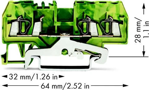 Wago 280-687 3 laidų jungtis 2,5 mm2 geltonai žalia 280-687