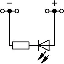 Wago jungties elektrinė schema su LED diodu