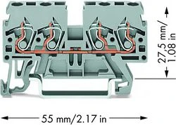 „Wago 870-831“ 4 laidų bėgio jungtis, 2,5 mm² rutulinis kontaktas 870-831