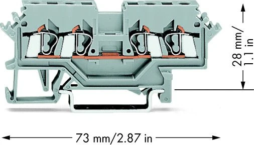 Wago 280-621 4 laidų šynų jungtis 2,5 mm2 pilka 280-621