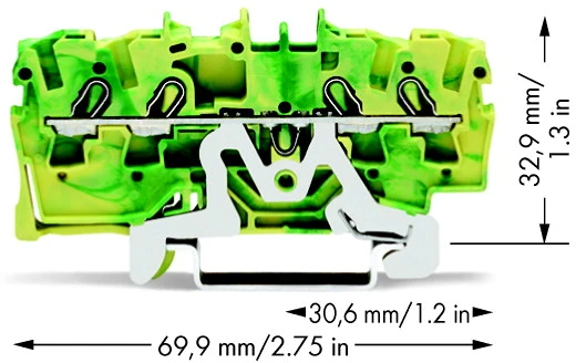 Wago JUNGTIS 4 LAIDŲ 2,5 mm GELTONAS/ŽALIAS VIRŠUS