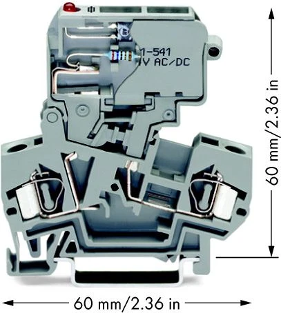 Wago 4mm2 pilkoji saugiklių jungtis 10A 5x 20mm (281-611 / 281-541)