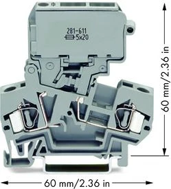 Wago 4mm2 pilkoji saugiklių jungtis 10A G 5x 20mm (281- 611)