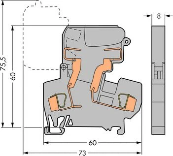 Wago 4mm2 pilkoji saugiklių jungtis 10A G 5x 20mm (281- 611)
