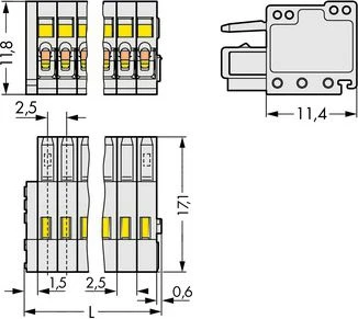 Wago 733-107 MCS-MICRO lizdas 7 kontaktų šviesiai pilkas rastrinis 2,5 mm 733-107