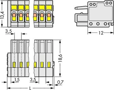 Wago 734-105 Lizdas MCS-MINI Classic 5 kontaktų šviesiai pilkas rastrinis 3,5 mm 734-105