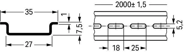 Wago MON.STA. BĖGELIS 35 X 7,5 MM, STORIS 1 MM, ILGIS