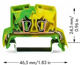 Wago Svoris 264-737 4 laidų PE bėgelio gnybtas 2,5 mm2 gelton ir-zalia 264-737