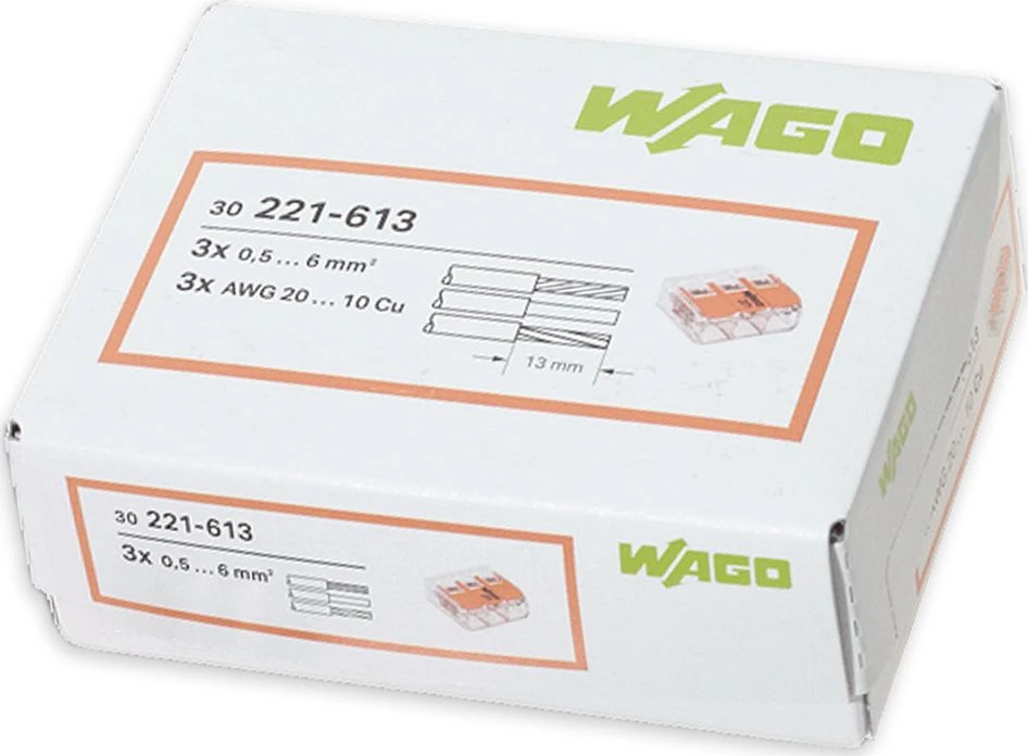 Wago ZŁ.UNIWER.221-613 3X6MM2, OPK = 30 vnt.