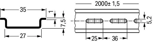 Wago MON.STA. BĖGELIS 35 X 7,5 MM, STORIS 1 MM, ILGIS