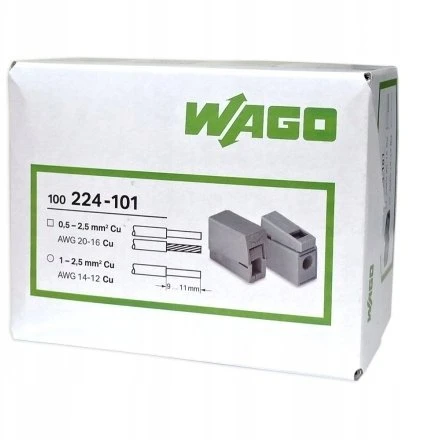 Wago Złącze przewodów 1x1 0-2 5mm² (JS/224-101)