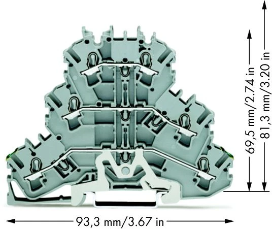 Wago Kolektorinė jungtis 3 pakopų 2,5mm2 pilka PE/L/L (2002-3227)