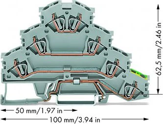 Wago Złączka szynowa 4-piętrowa 4mm2 L1 L2 L3 PE pilka (281-530)