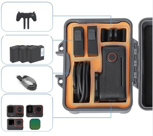 Foto krepšys SunnyLife Apsauginis dėklas lagaminas futliaras krepšys Hard Case, skirtas Insta360 Ace Pro Pro 2 / 1 / Aqx-22-gy / pilkas (SB12355)