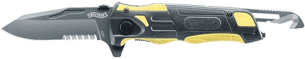 Sulankstomas gelbėjimo peilis Walther Pro Rescue juodas ir geltonas
