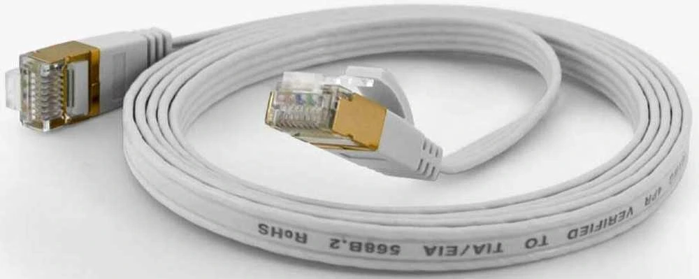 Wantec Wantec plokščias CAT6A FTP pataisymo kabelis – 5 m – Cat6a – F/UTP (FTP) – RJ-45 – RJ-45 – baltas (7009)