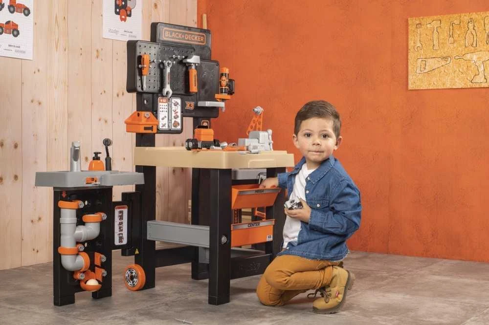Black & Decker Darbinis stalas su įrankiais vaikams Juodas Decker, 100 priedų