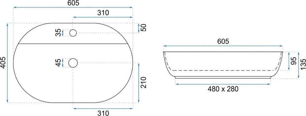 Washer Rea A lentelė 60.5cm balta