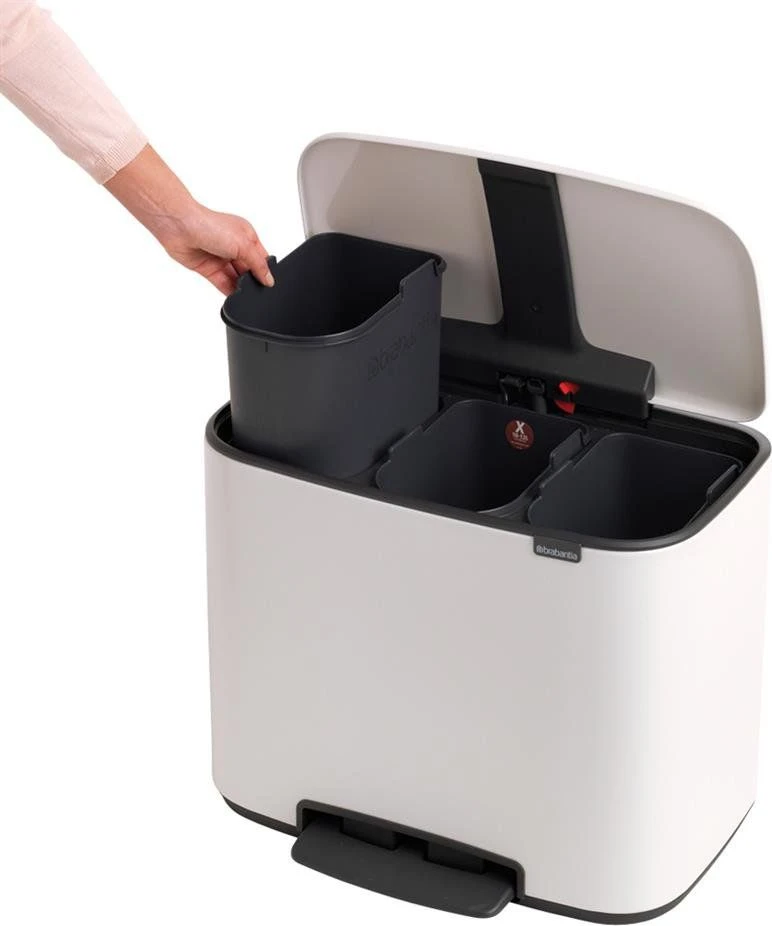 Brabantia Šiukšlių dėžė su pedalu, Bo, 3x11L - Baltas