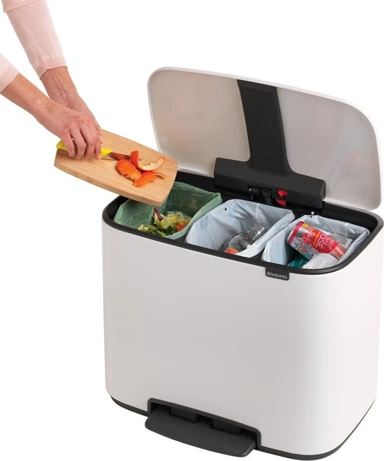 Brabantia Šiukšlių dėžė su pedalu, Bo, 3x11L - Baltas