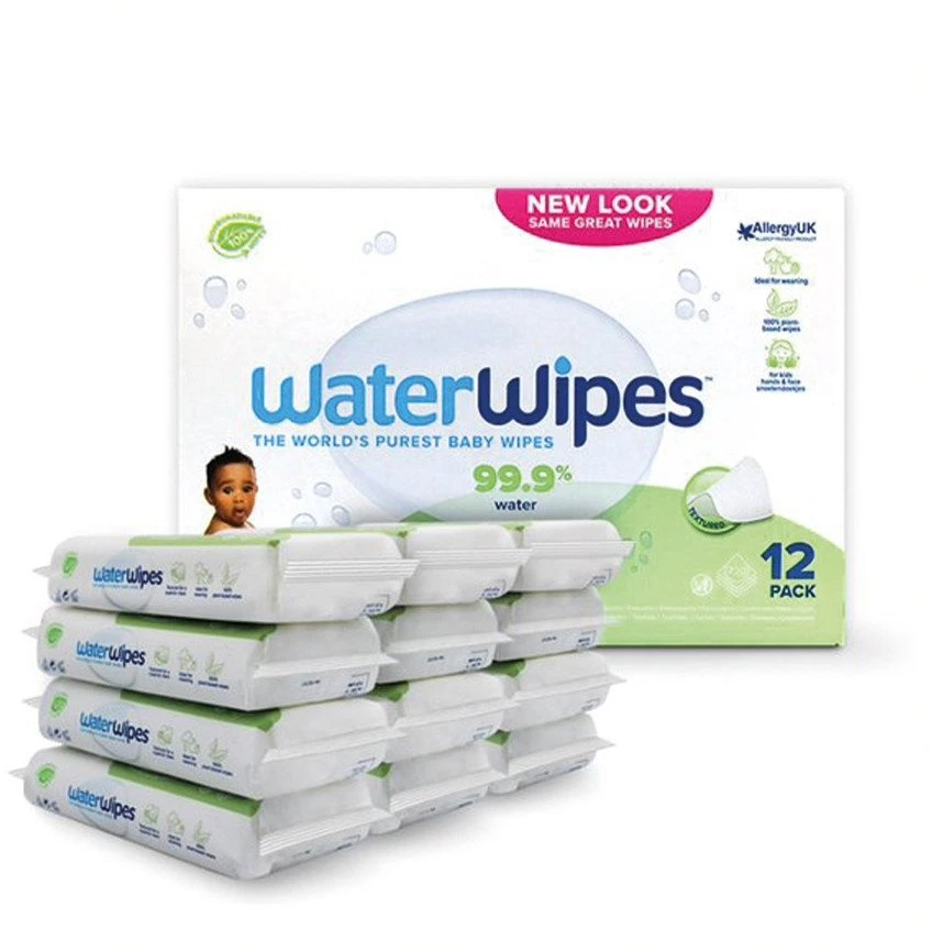 WATER WIPES WATERWIPES BEKAVAPĖS DRĖGNOS SERVETĖLĖS 12 PAKUOČIŲ PO 60 VNT. SENSITIVE