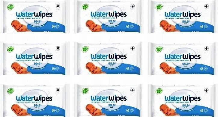 WATER WIPES WATERWIPES DRĖGNOS SERVETĖLĖS 9 PAKUOTĖS PO 60 VNT. BIODEGRADABLE