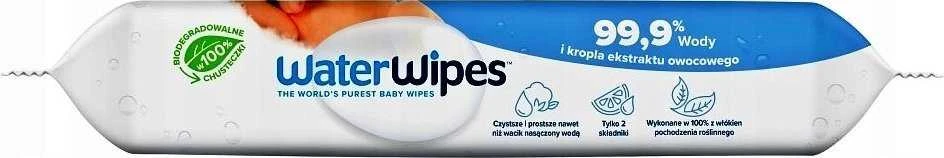 WATER WIPES WATERWIPES DRĖGNOS SERVETĖLĖS 9 PAKUOTĖS PO 60 VNT. BIODEGRADABLE