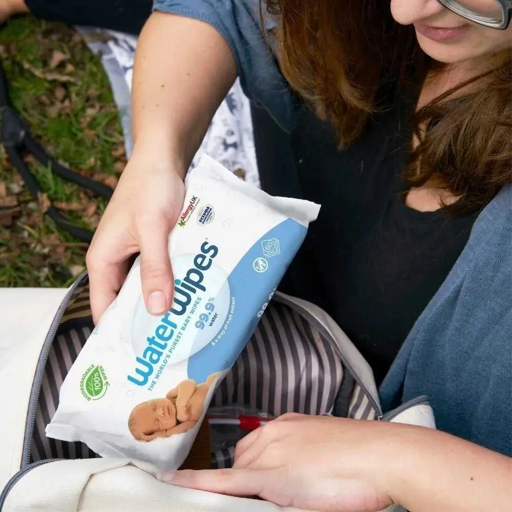 WATER WIPES WATERWIPES DRĖGNOS SERVETĖLĖS 9 PAKUOTĖS PO 60 VNT. BIODEGRADABLE