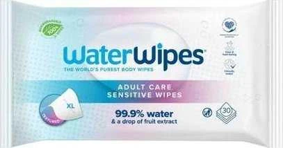 WATER WIPES BIO Adult Care Sensitive Wipes vandens drėgnos servetėlės XL 30vnt.