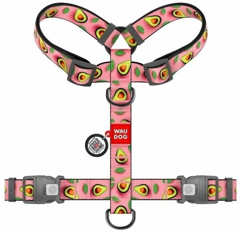 Wau Dog Wau Dog Apsauginiai petnešėliai Nylon L 25mm/61-85cm Avokadas rožiniai (345-4051)