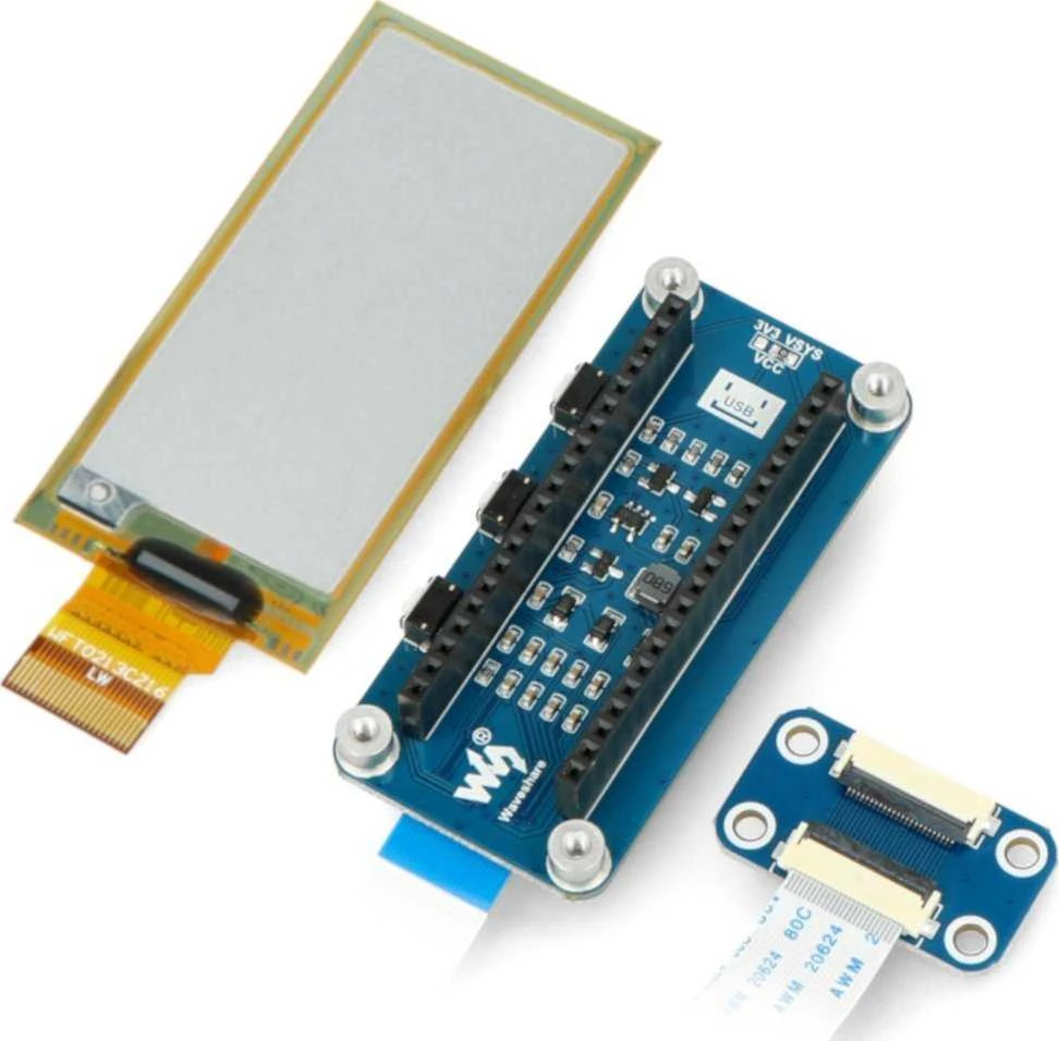 E-paper E-Ink 2.9” 296x128px lankstus ekrano priedėlis, skirtas Raspberry Pi Pico - juodas/baltas - Waveshare 20125