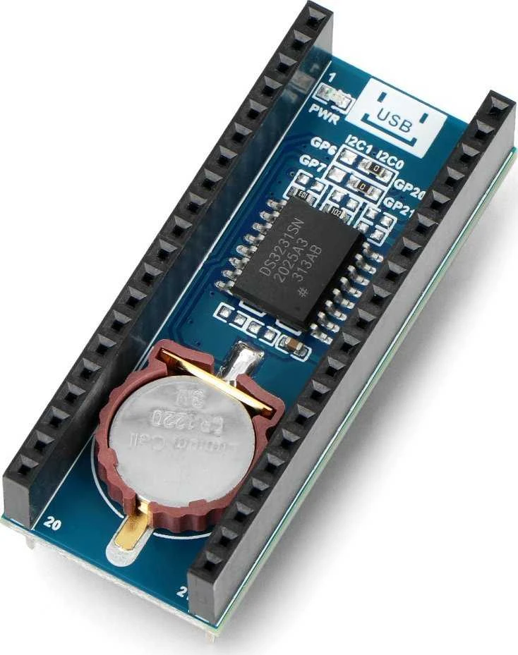 RTC DS3231 modulis, realaus laiko laikrodis, I2C, skirtas Raspberry Pi Pico, Waveshare 19426