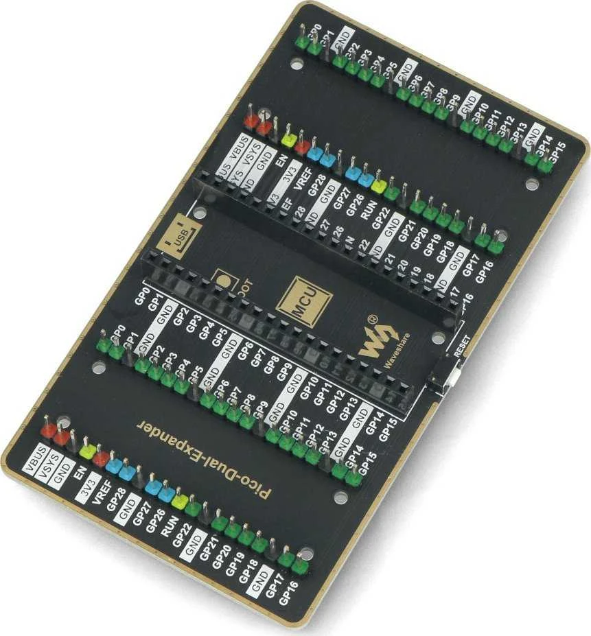 Pico Dual Expander, 2x20 GPIO kaiščių išplėtimas, Raspberry Pi Pico, Waveshare 19343