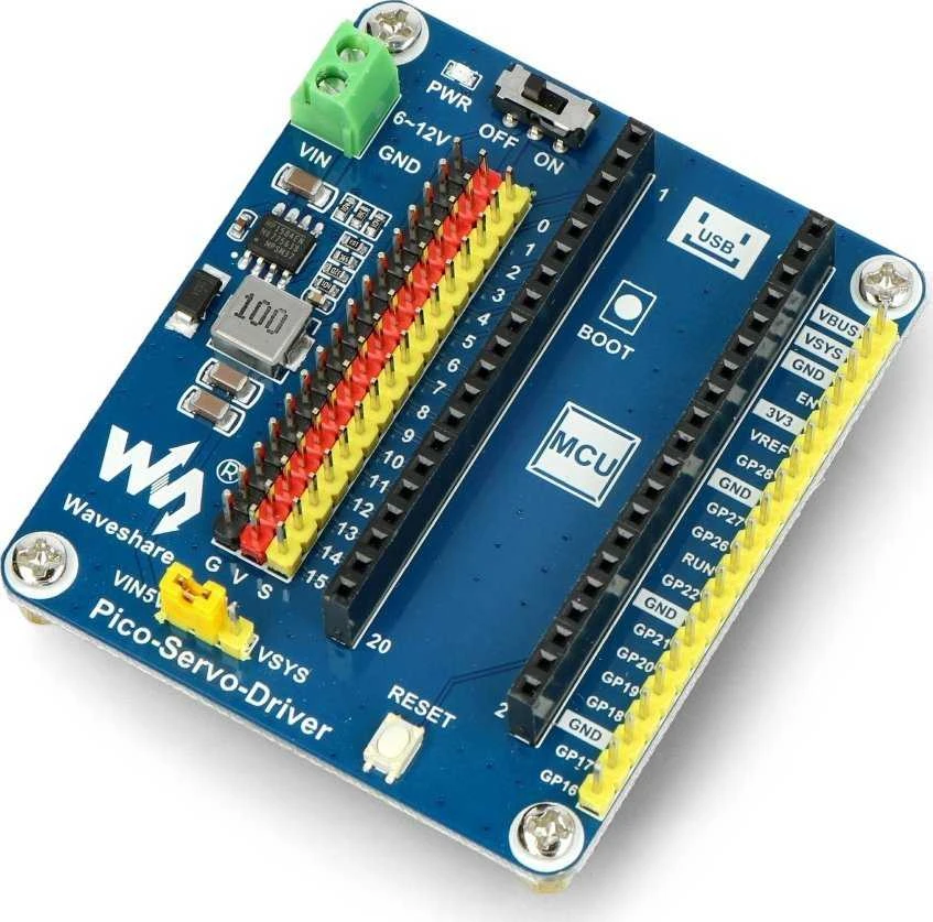 Servo valdiklis 16 kanalų, 16 bitų PWM, skirtas Raspberry Pi Pico, Waveshare 19767